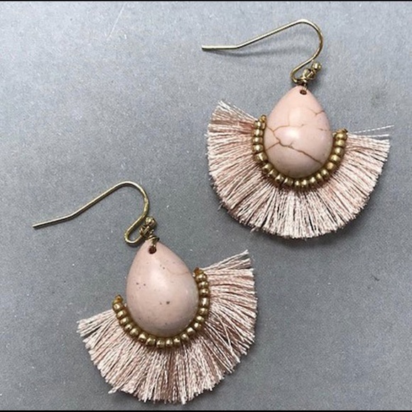 Pink Fan Fringe Kyky & Zo Earring, NWT-Boutique - Picture 2 of 5